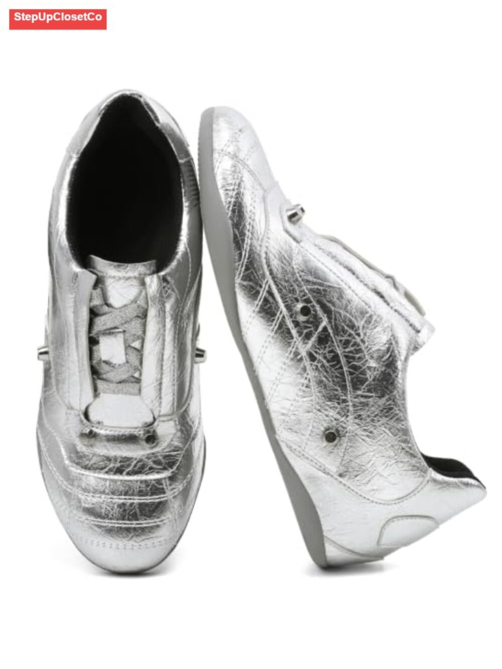 Women's Cushioned Walking Shoes Leather Rivet Sneakers Comfortable Athletic - Picture 3 of 6
